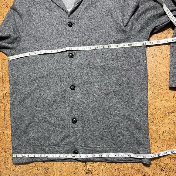 Tasso Elba Men’s Shawl Collar Terry Lined Button Cardigan In Heathered Gray Sz M - Picture 8 of 10